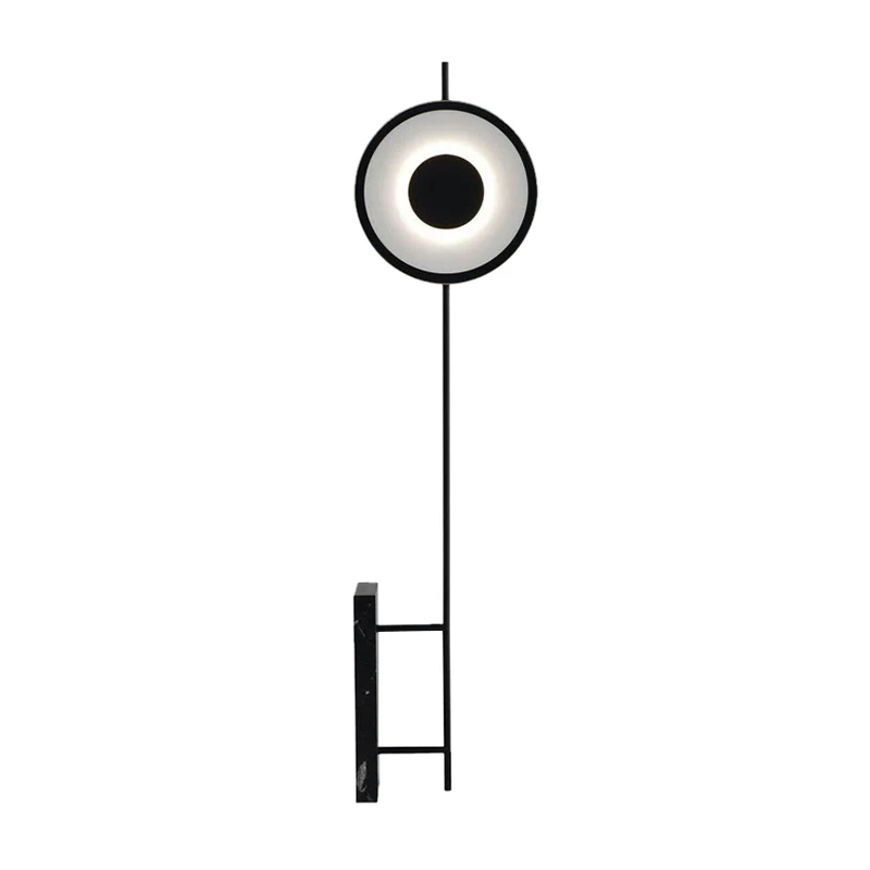 Électrique Intégré Ring Lampadaire de salon à LED de simplicité métallique avec base rectangulaire en marbre