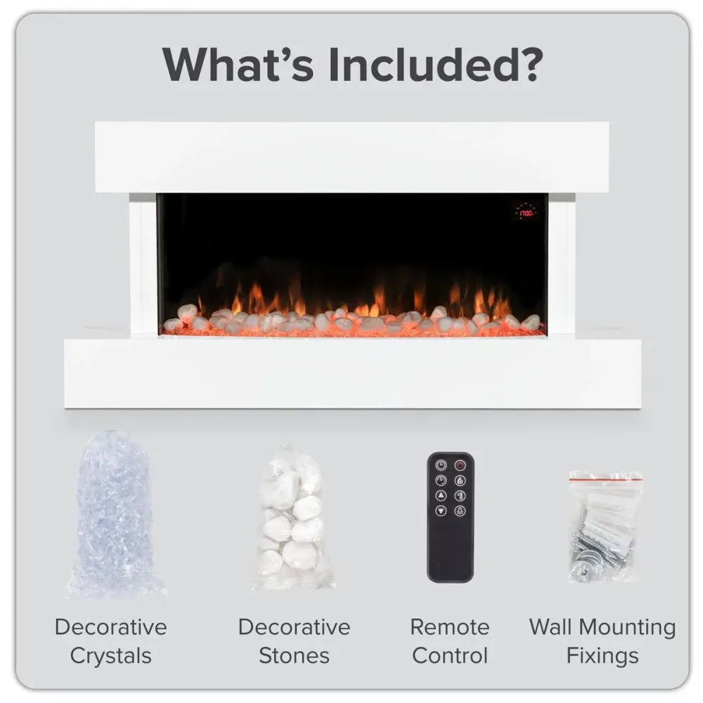 Four encastrable Sealey DH113 Baridi Wall Mounting Electric Fireplace LED Flame Effect 46" Blanc pur