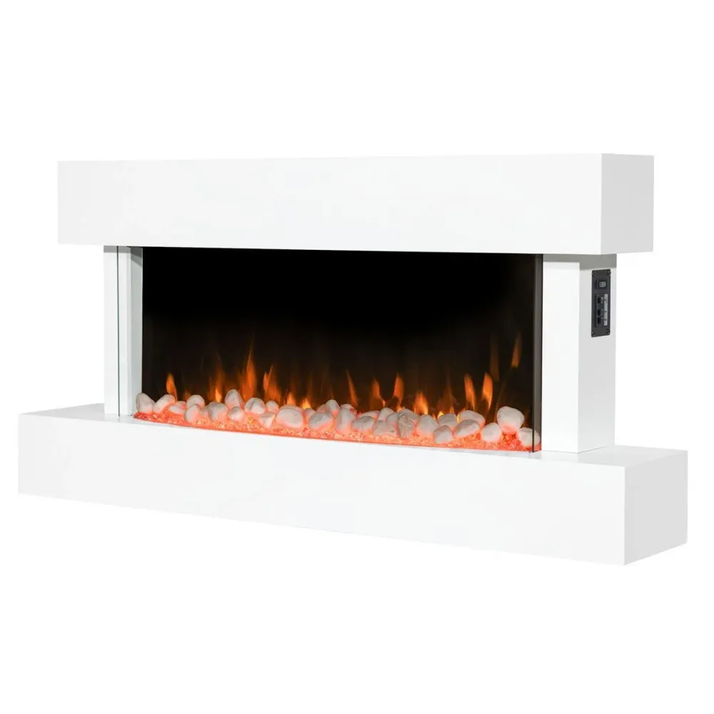 Four encastrable Sealey DH113 Baridi Wall Mounting Electric Fireplace LED Flame Effect 46" Blanc pur