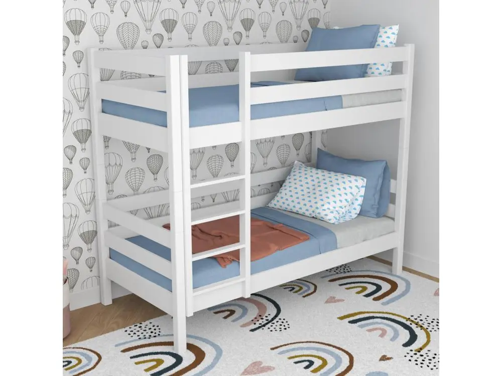 Lit superposé en bois N01 Blanc 80x190 avec Garantie 5 ans