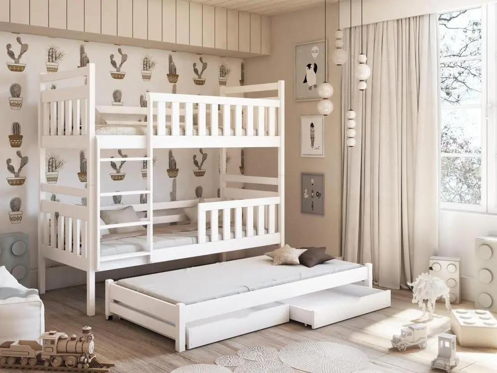 Lits superposés KLARA BB013 80x170 cm Blanc pour Famille nombreuse