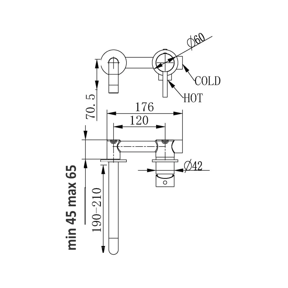 Intégré Silencieux Mitigeur lavabo encastré série Echo en laiton chromé