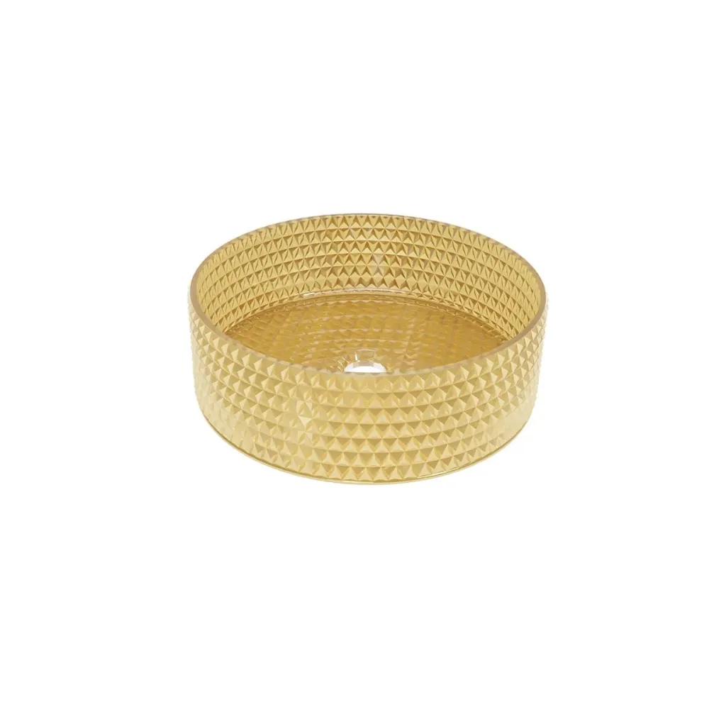 Kit d'encastrement Vasque à poser en verre avec base dorée