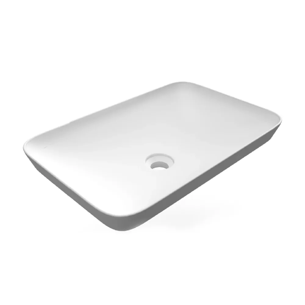 Lavabo encastré rectangulaire sans photo 55x36 cm - Blanc - 14 couverts