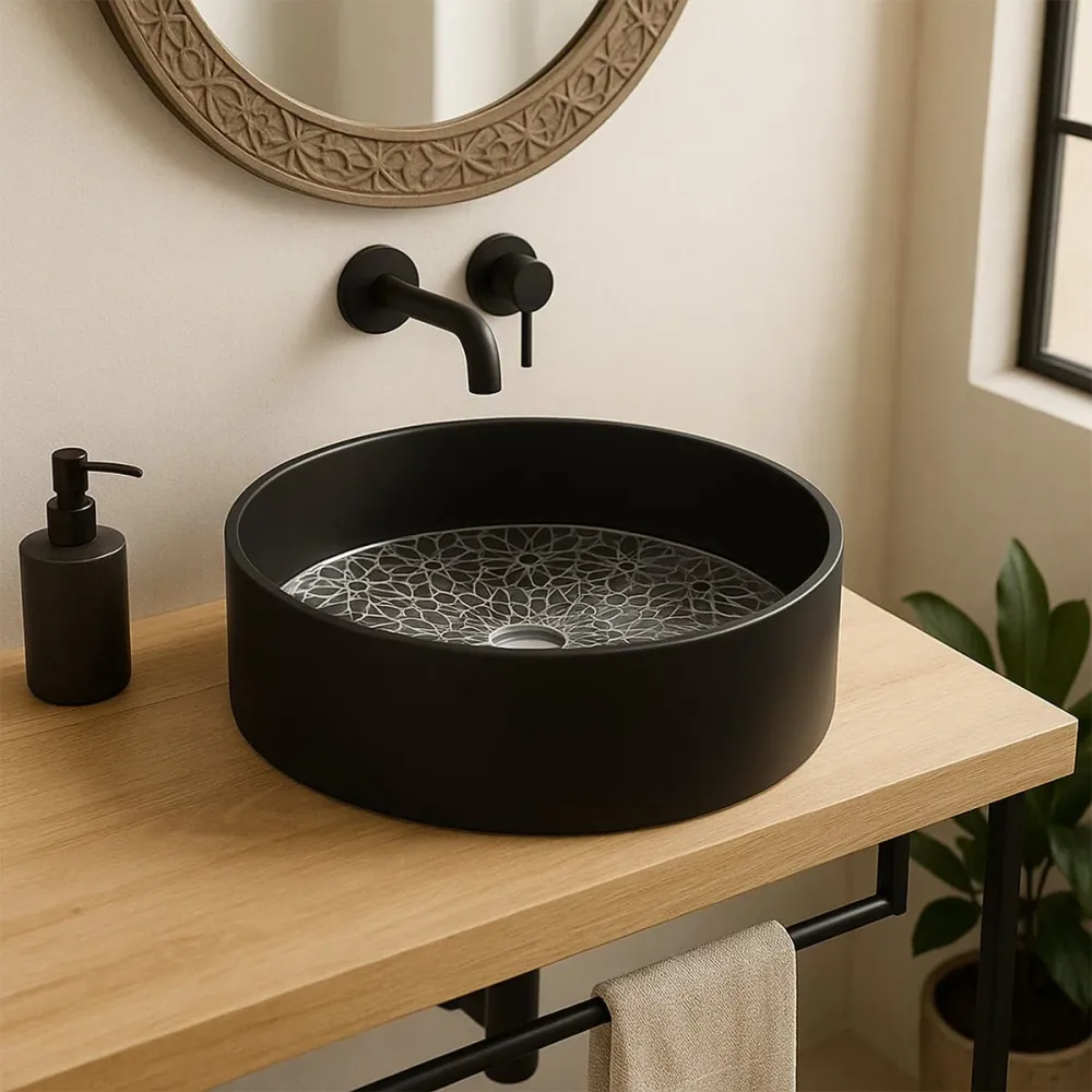 Lavabo en mosaïque noir Ronan avec Fonction AutoCare
