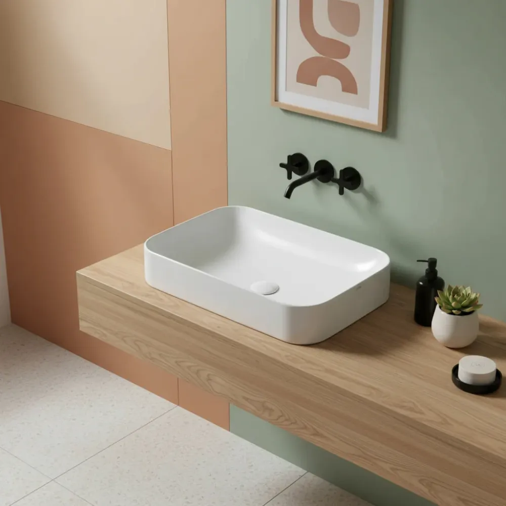 Lavabo à poser / semi-encastré Ceramica Azzurra Elegance 60X40 compatible avec meuble 60 cm
