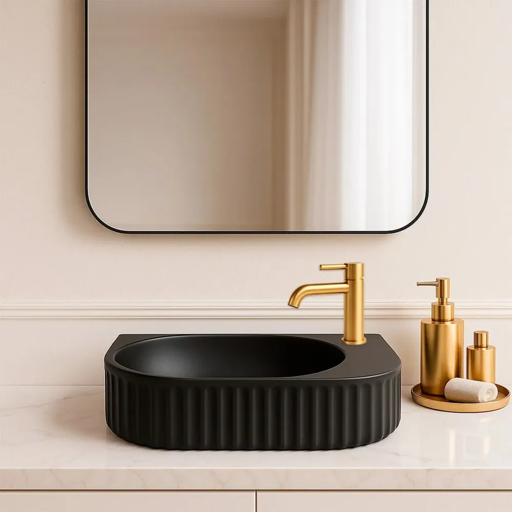 Lavabo rectangulaire léger noir Glea