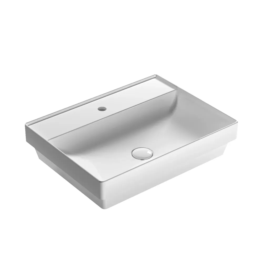 Professionnel Haute Performance Lavabo encastré T-Edge céramique blanche brillante 61x46 poids 17 kg