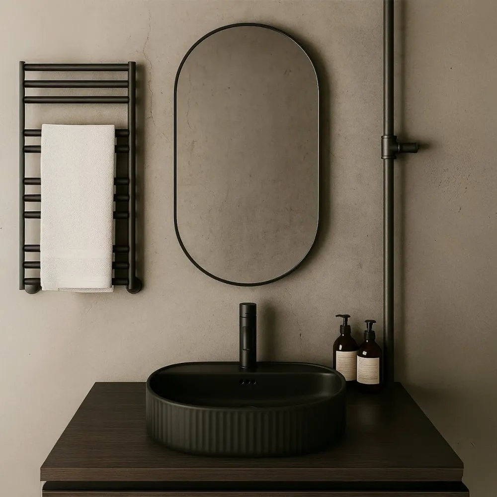 Professionnel Haute Performance Lavabo ovale noir mat Seul