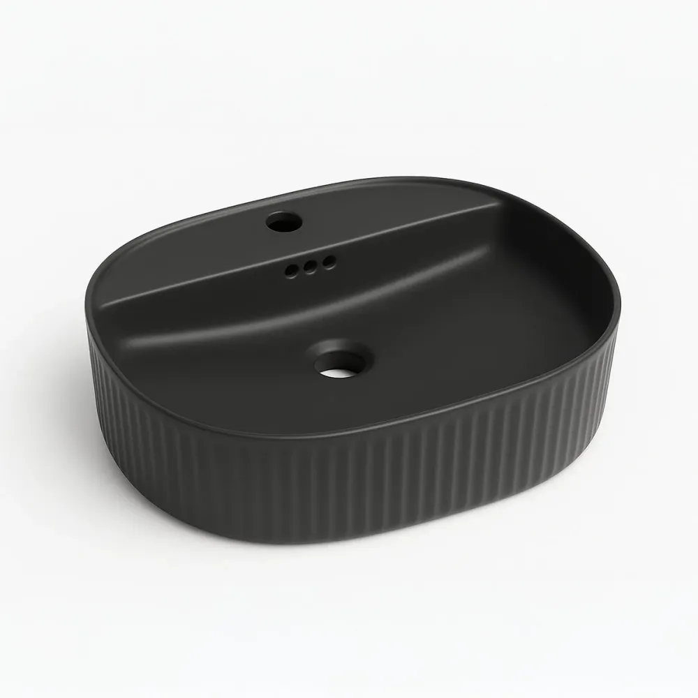 Professionnel Haute Performance Lavabo ovale noir mat Seul