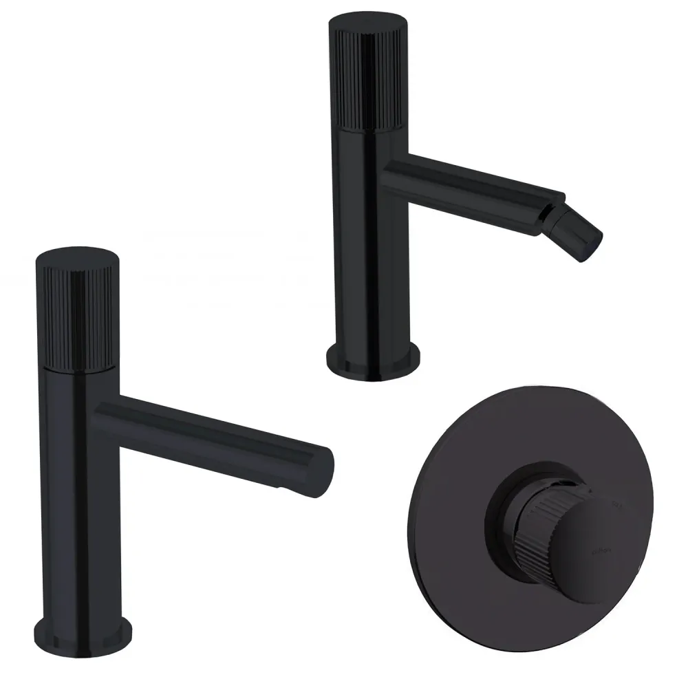 Ensemble de mélangeurs lavabo-bidet-douche Paffoni Jo Noir Mat pour Buanderie résidentielle