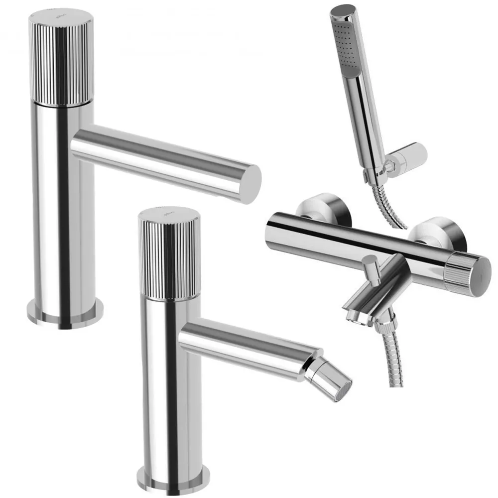 Professionnel Ensemble de mélangeurs lavabo-bidet-baignoire avec douchette Paffoni Jo Chromé