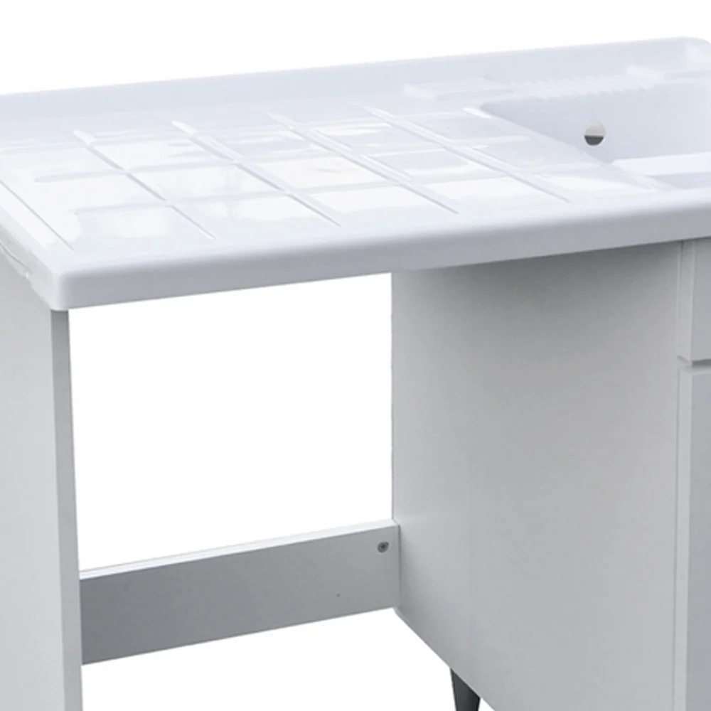 Mobile coprilavatrice 60X108 cm avec lavabo et plan de travail. Version avec lave-linge à gauche en Acier inoxydable brossé