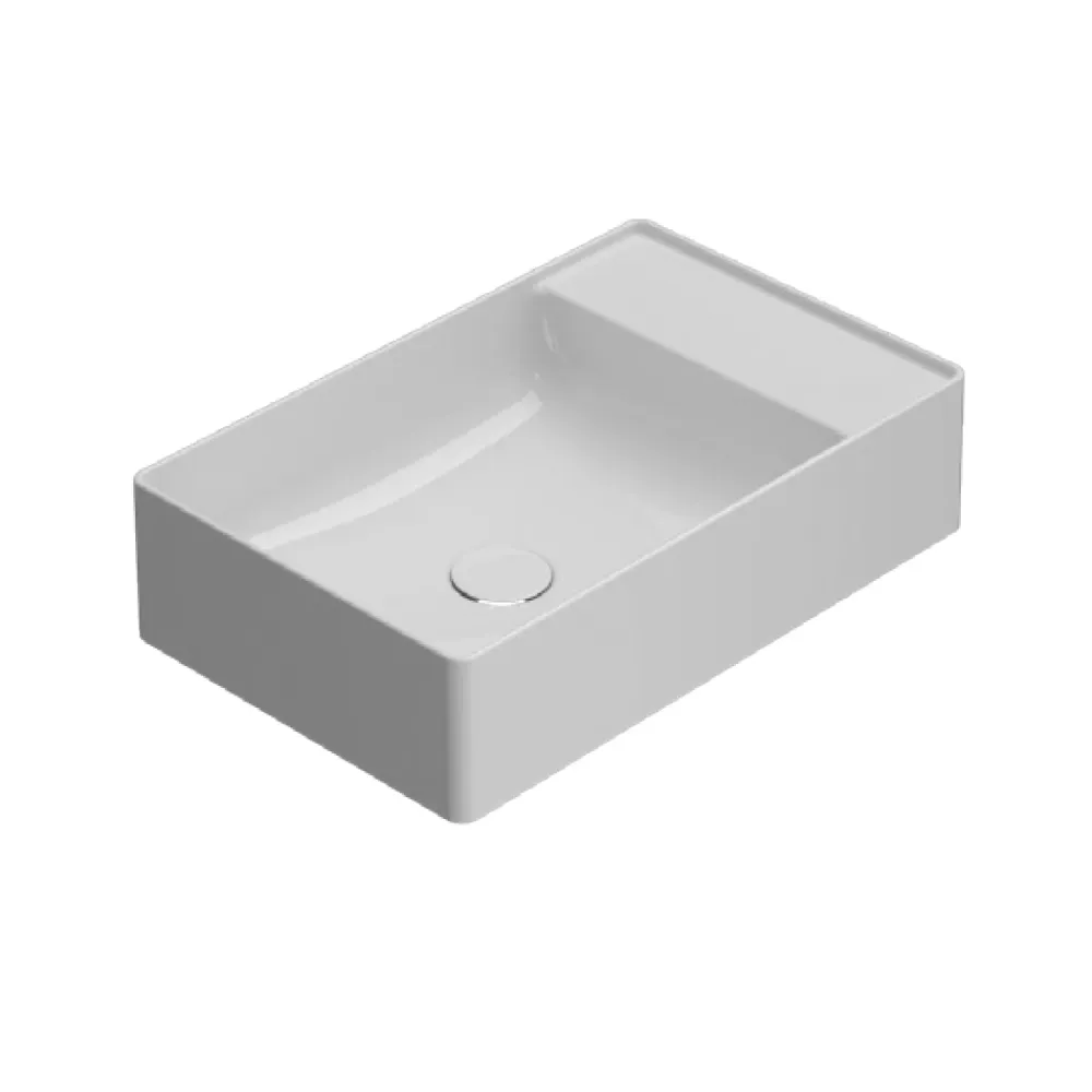Lavabo rectangulaire pour installation à poser céramique blanche Globo T-Edge cm 55x35 avec Kit d'installation