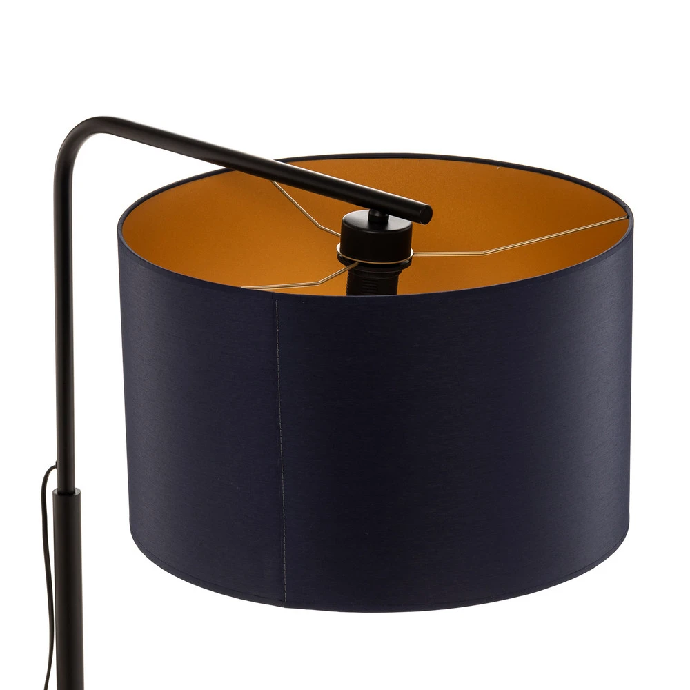 Certifié Énergie +++ Lampadaire Soho, cylindrique, arqué, bleu/doré